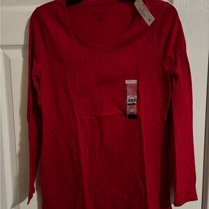 No Boundaries Red Long Sleeve Scoop Neck Top
